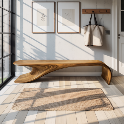 Modern Sculptural Bench With Flowing Curves For Living Room Lynnsnail