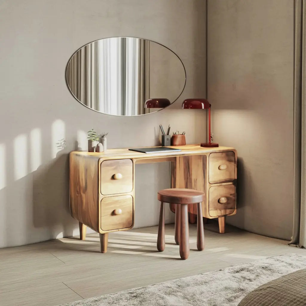 Modern Rounded Corner Desk With Drawers For Home Office Workspace Lynnsnail