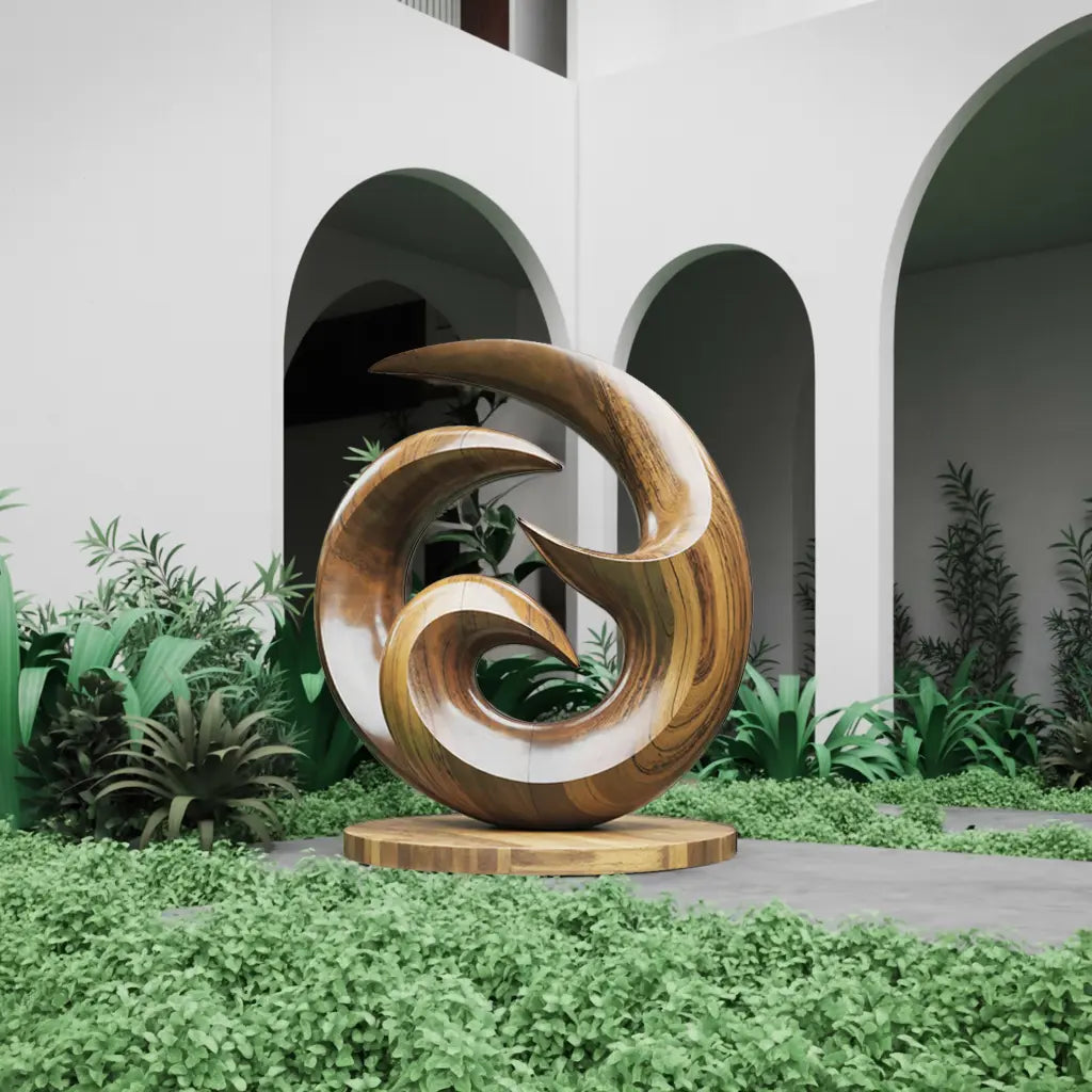 Farmhouse Abstract Wooden Sculpture For Living Room Lynnsnail