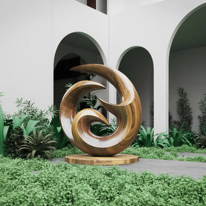 Farmhouse Abstract Wooden Sculpture For Living Room Lynnsnail