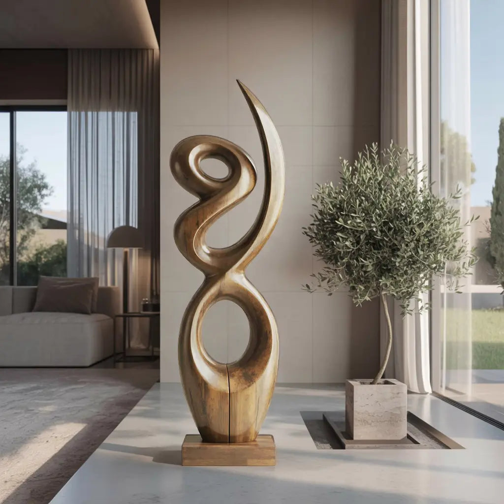 Handcrafted Wooden Abstract Sculpture For Living Room Lynnsnail