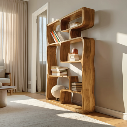 Modern Sculptural Bookshelf With Geometric Design For Living Room Lynnsnail
