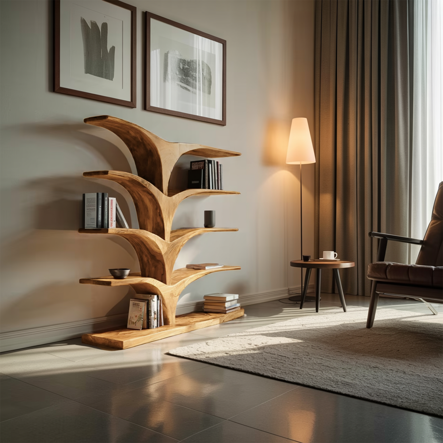 Contemporary Curved Bookshelf For Modern Interior Lynnsnail