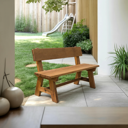 Rustic Garden Bench With Backrest For Patio Or Porch Lynnsnail