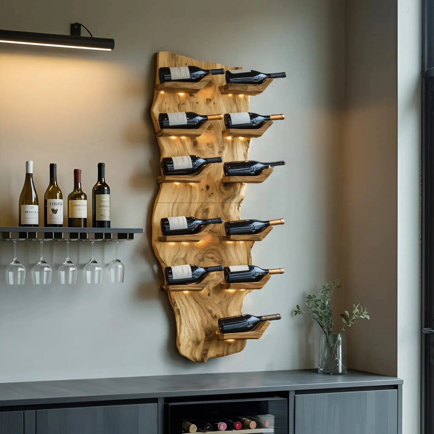 Farmhouse Live Edge Wine Holder For Living Room Furniture Lynnsnail