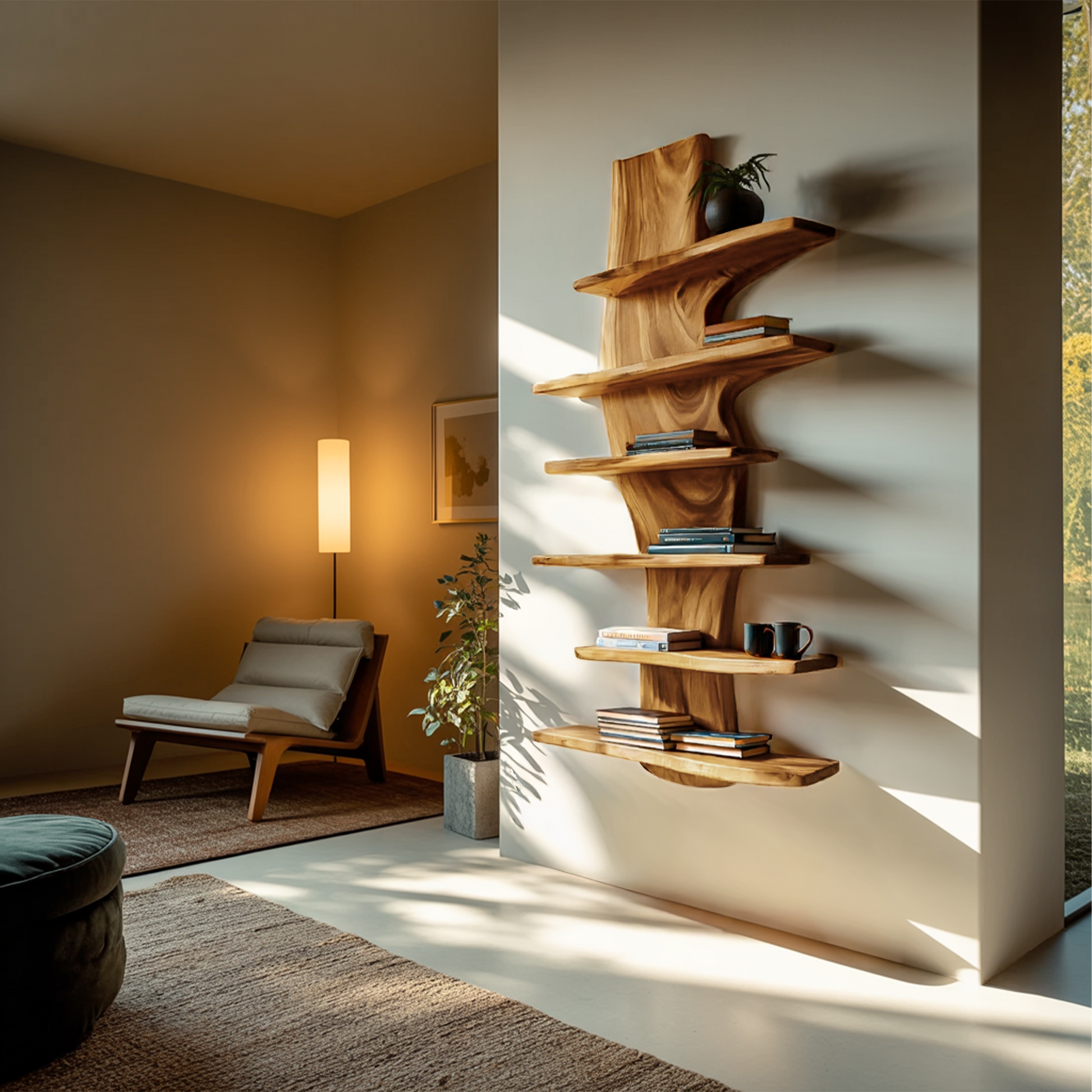 Modern Wooden Floating Bookshelf For Living Room Decor Lynnsnail