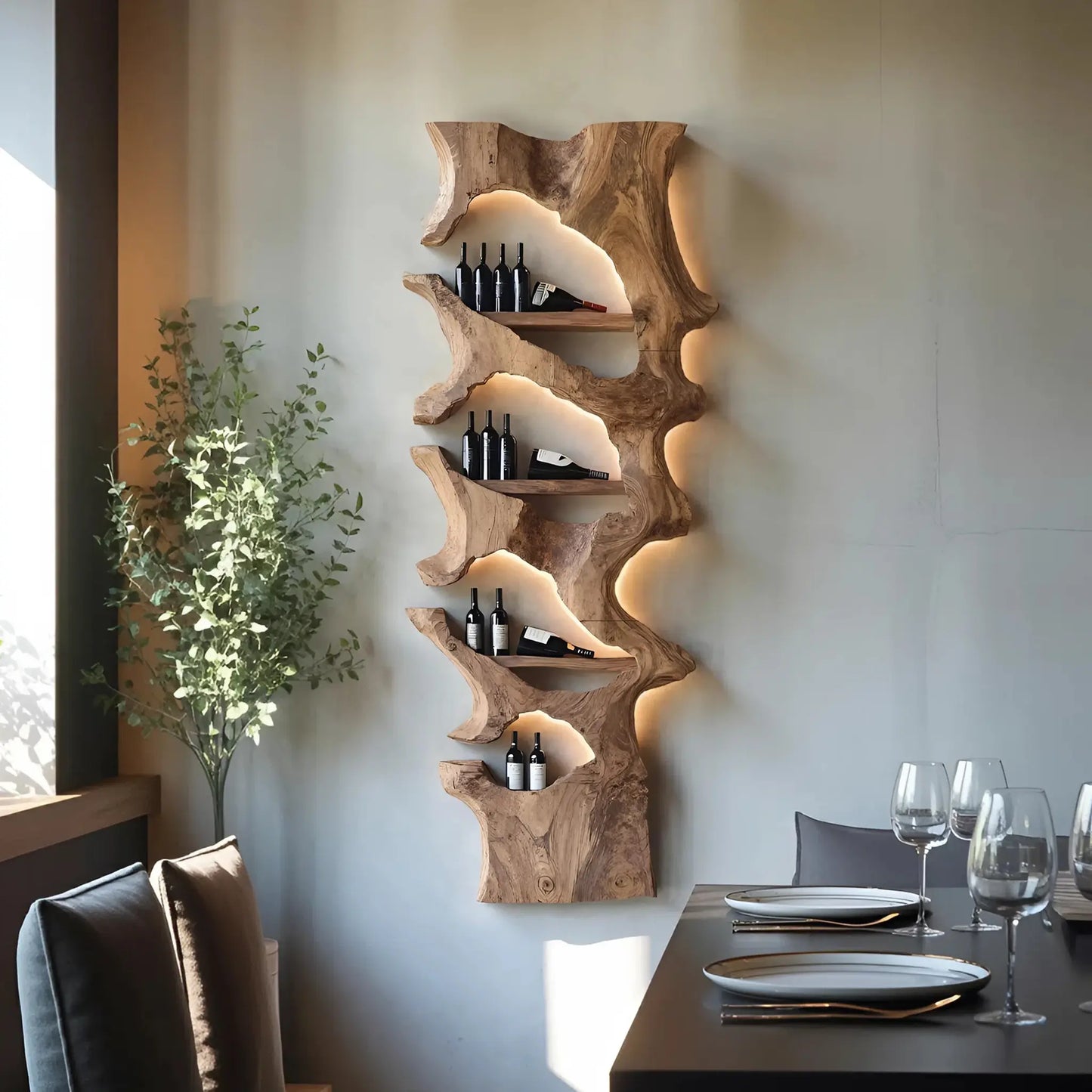 Mid Century Solid Wood Wine Rack For Bar Decor And Display Lynnsnail