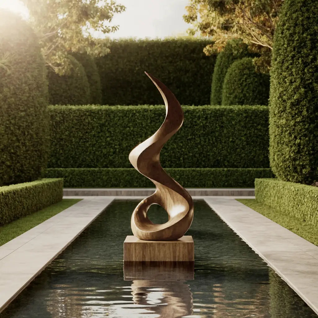 Mid Century Abstract Wooden Sculpture For Outdoor Garden Lynnsnail