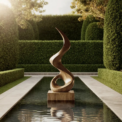 Mid Century Abstract Wooden Sculpture For Outdoor Garden Lynnsnail