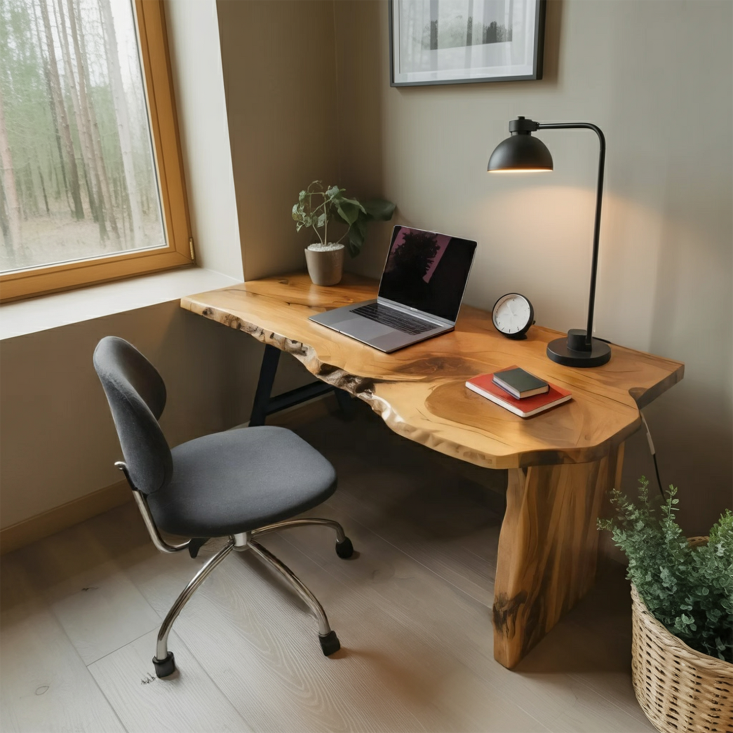 Rustic Office Desk With Live Edge Design For Home Workspace Lynnsnail