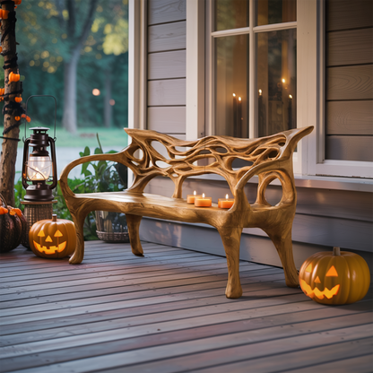 Mid Century Solid Wood Halloween Bench For Outdoor Design Lynnsnail