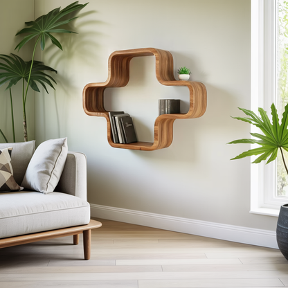 Modern Geometric Wall Mounted Bookshelf For Living Room And Office Lynnsnail