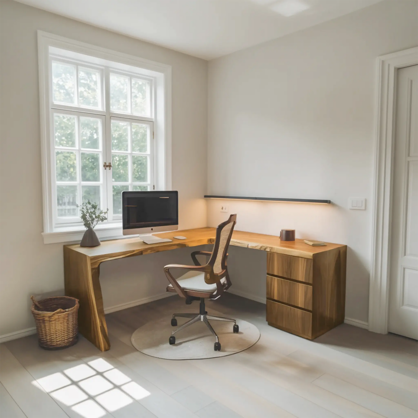 Modern Live Edge L Shaped Desk For Minimalist Home Office Lynnsnail