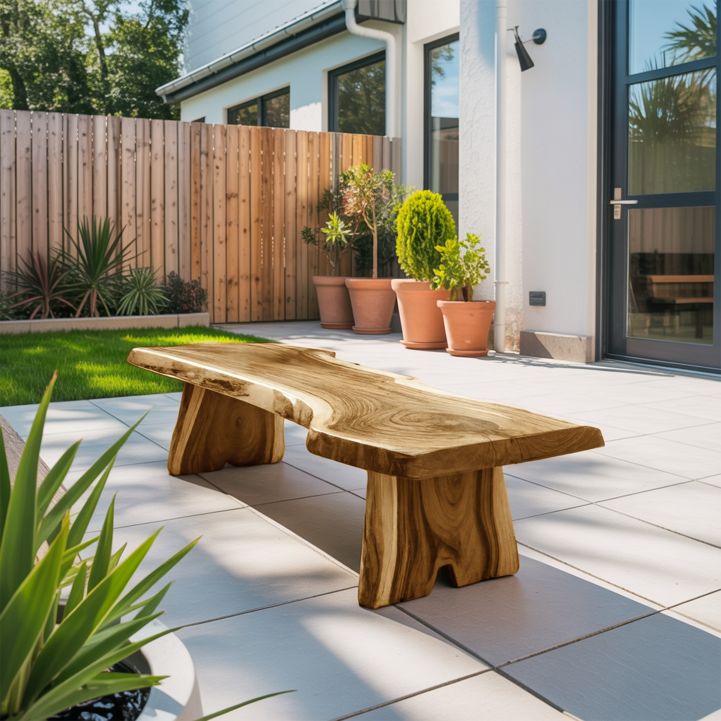 Minimalist Live Edge Outdoor Bench For Entryway Or Patio Lynnsnail
