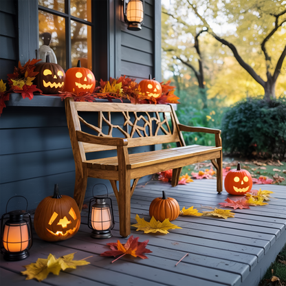 Rustic Solid Wood Halloween Bench For Spooky Outdoor Home Decor Lynnsnail