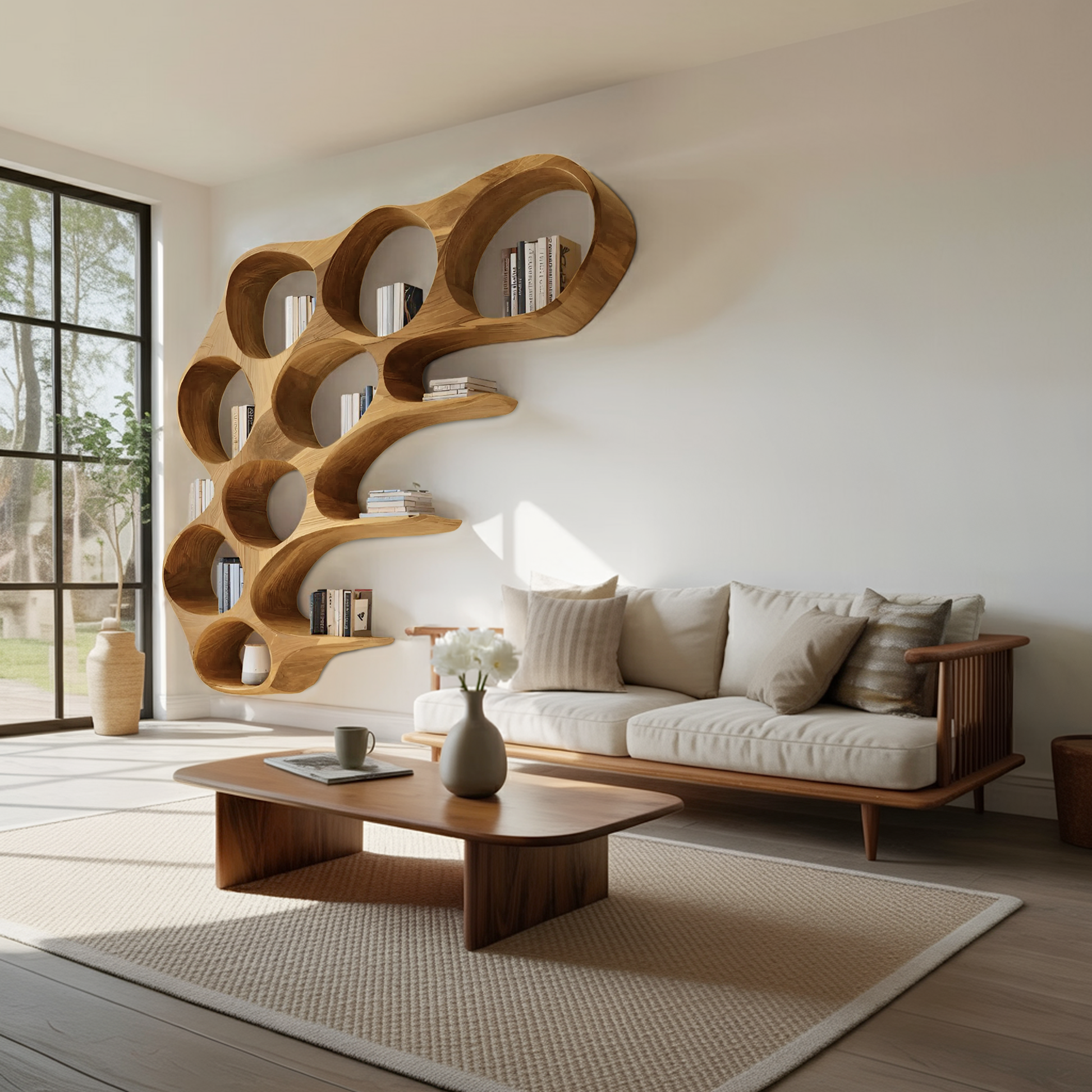 Organic Honeycomb Shaped Wall Mounted Bookshelf For Bedroom Lynnsnail