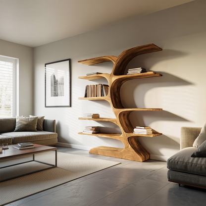 Organic Curved Bookshelf For Open Space Lynnsnail