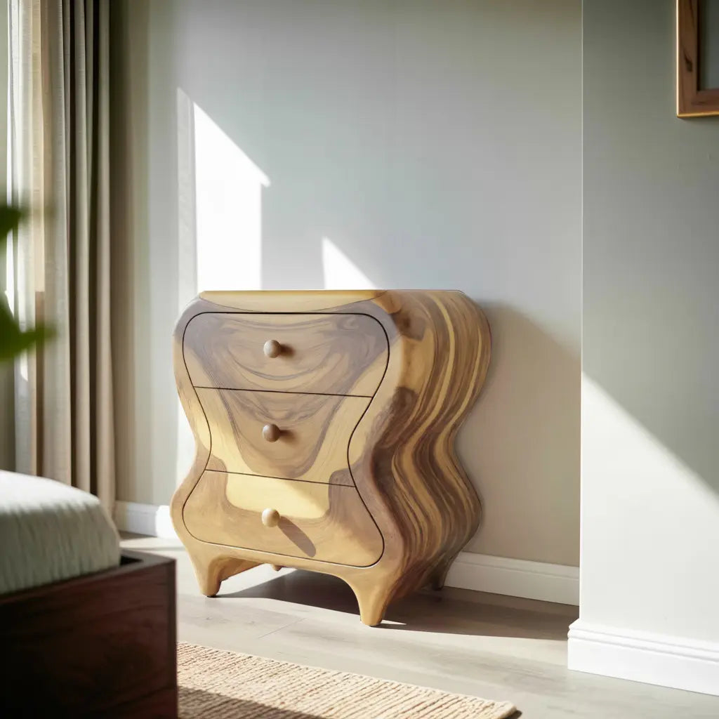 Sculptural Cabinet With Organic Curves And Drawers For Bedroom And Entryway Lynnsnail