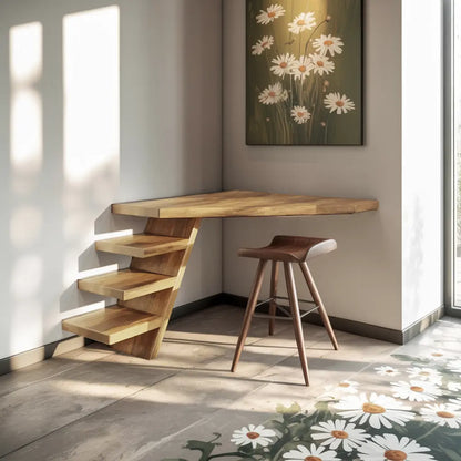 Minimalist Floating Corner Desk With Shelves For Small Home Office Workspace Lynnsnail