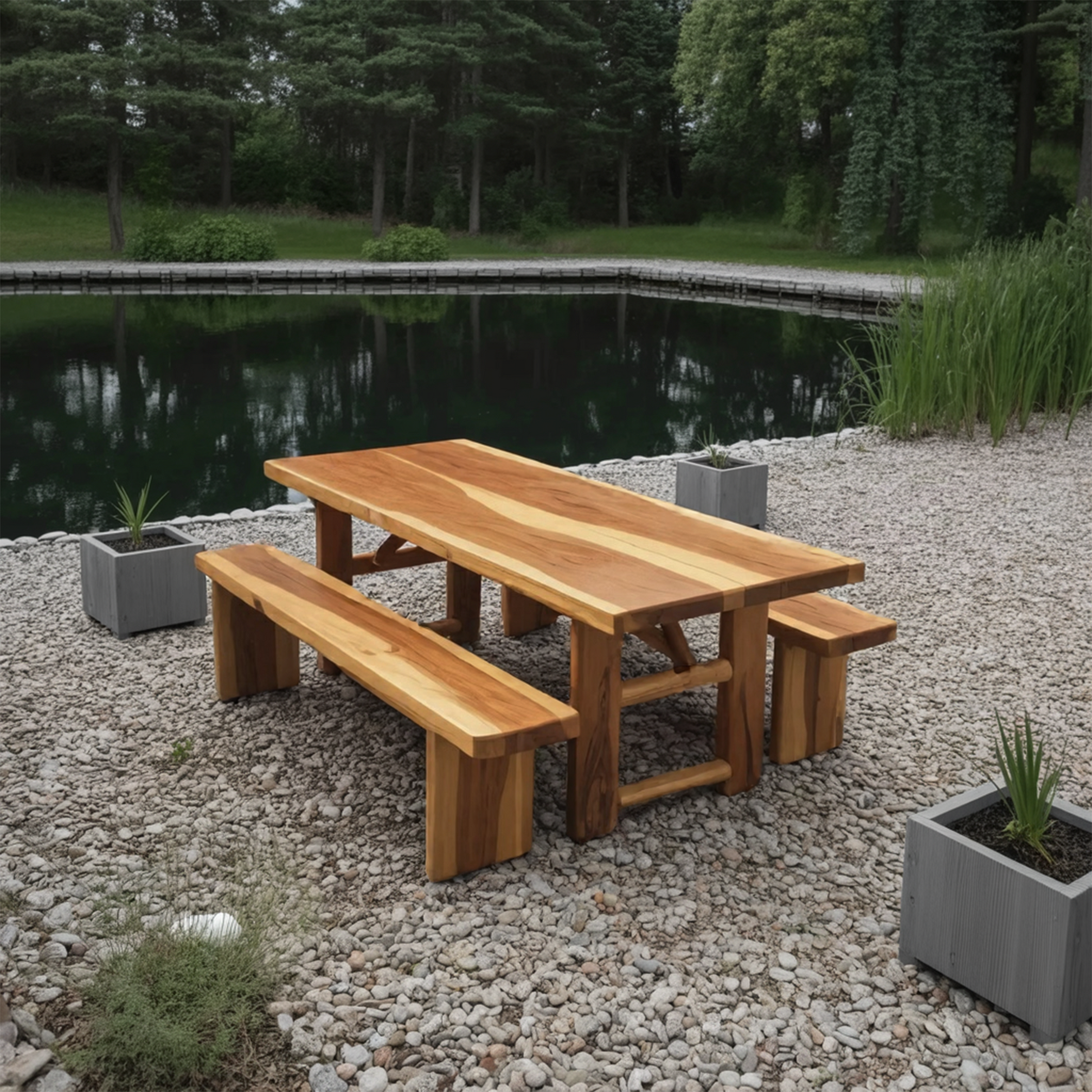 Rustic Outdoor Table With Benches For Garden Or Backyard Gatherings Lynnsnail