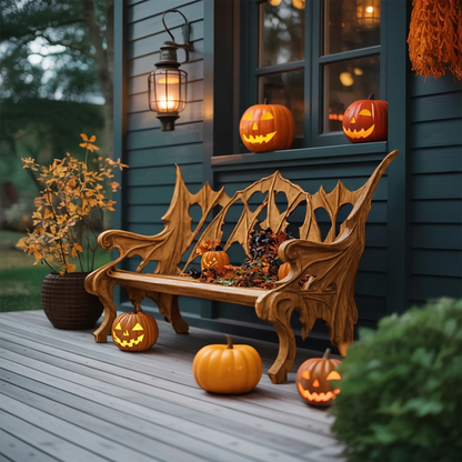 Mid Century Solid Wood Halloween Bench For Festive Outdoor Decor Lynnsnail