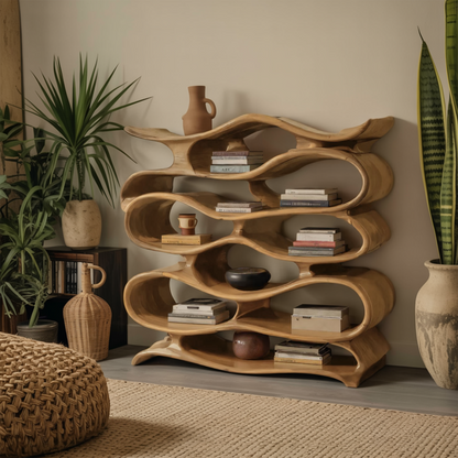 Sculptural Bookshelf Cabinet For Living Room And Office Lynnsnail
