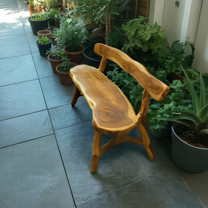 Rustic Live Edge Bench With Backrest For Garden Patio And Balcony Lynnsnail