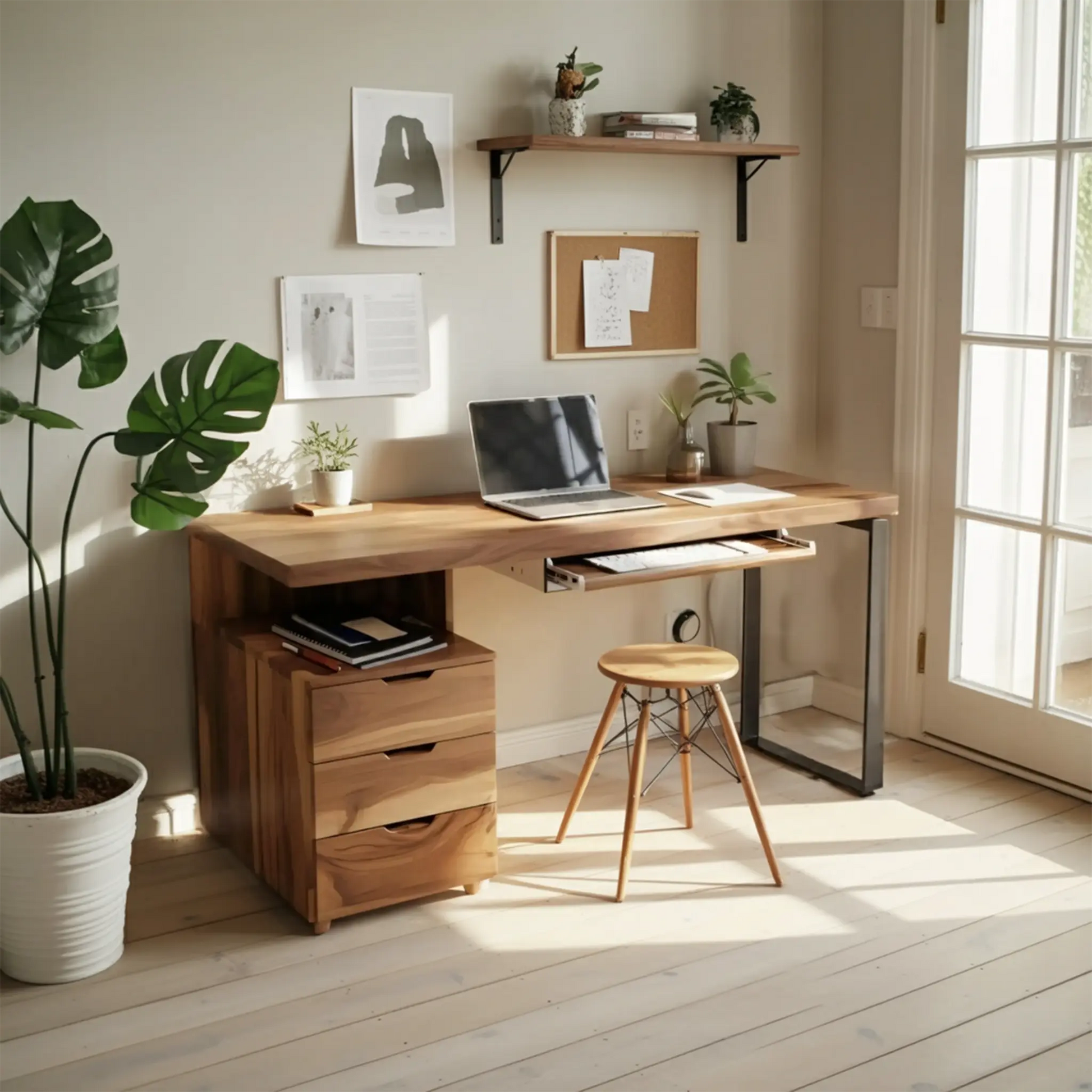 Contemporary Desk with Drawer For Home Office Workspace Lynnsnail