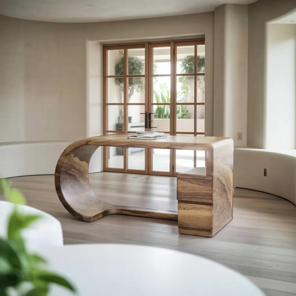 Curved Sculptural Desk With Fluid Form For Home Office And Studio Lynnsnail