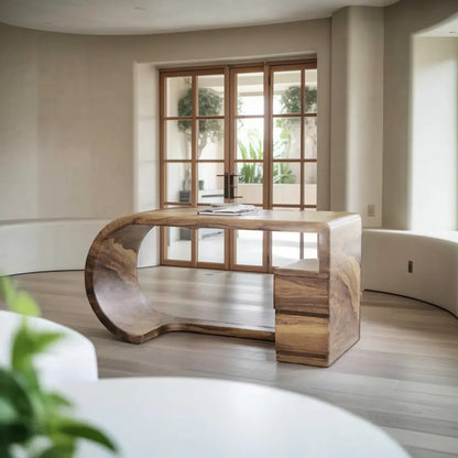 Curved Sculptural Desk With Fluid Form For Home Office And Studio Lynnsnail