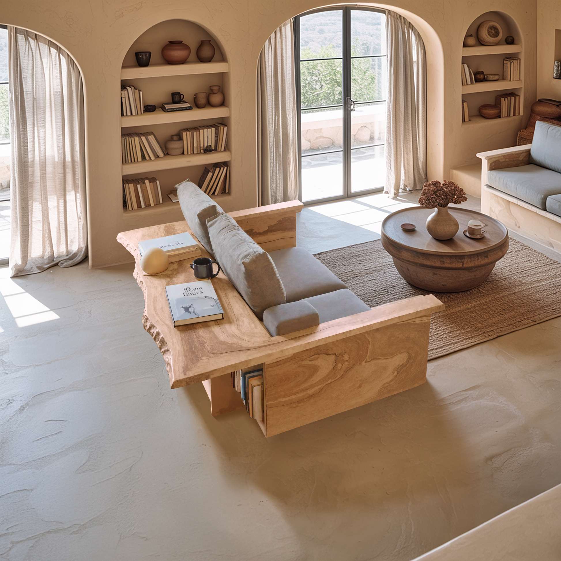 Contemporary Sofa With Built In Side Table For Living Room Lynnsnail