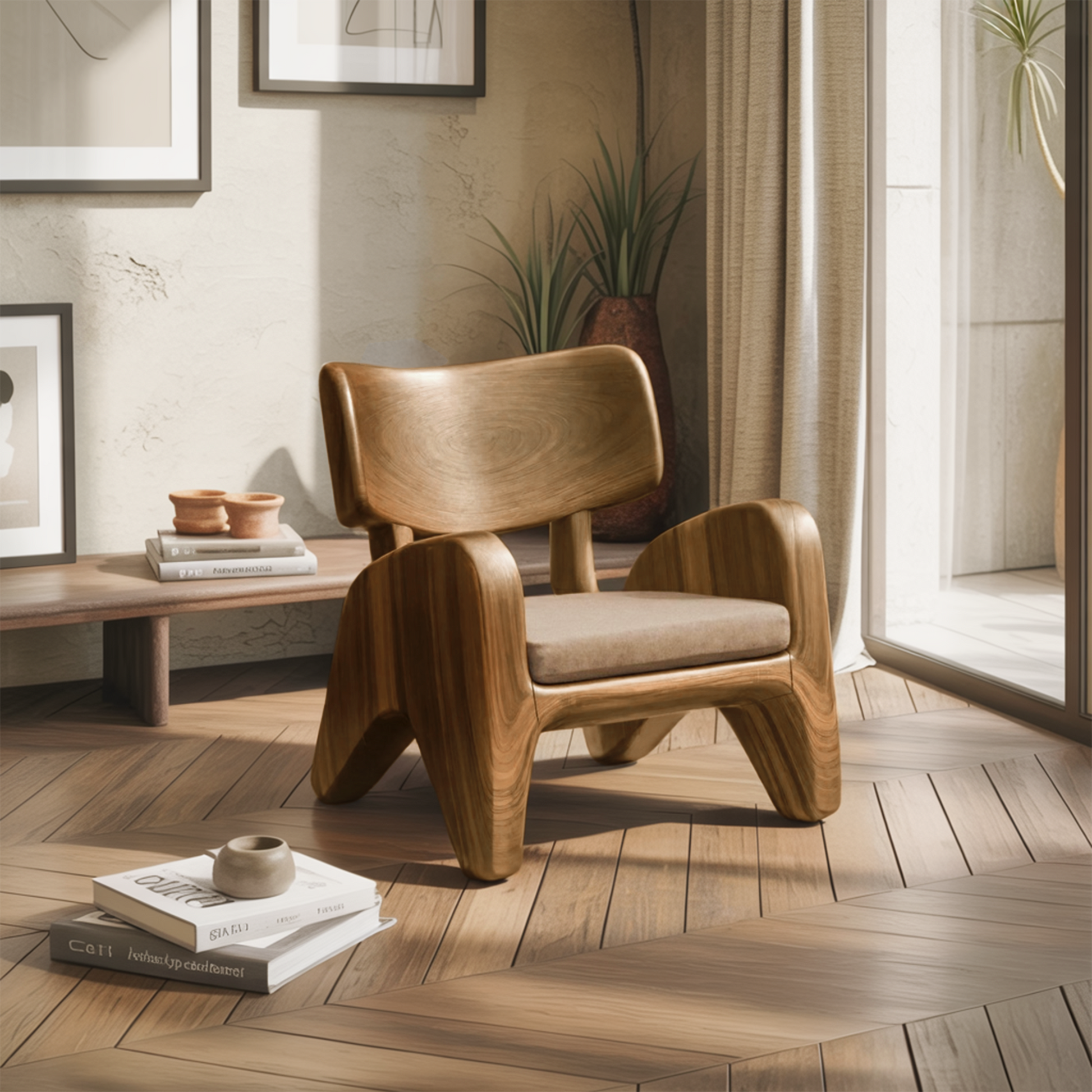 Contemporary Wooden Lounge Chair For Garden Or Reading Nook Lynnsnail