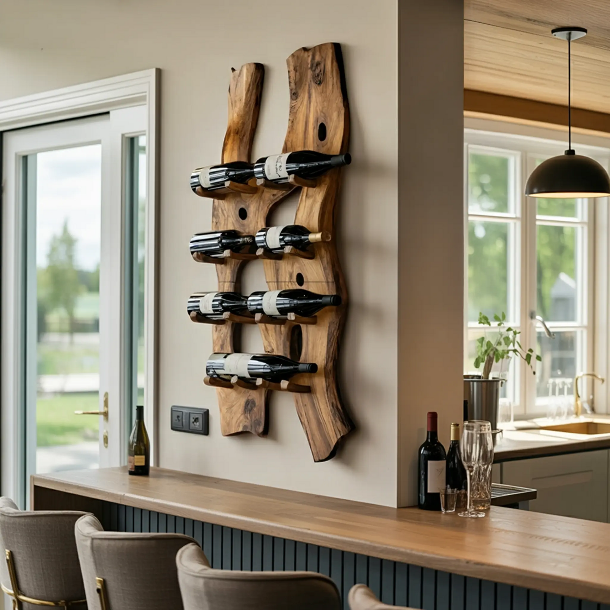 Handcrafted Wall Mount Wine Holder For Living Room Lynnsnail