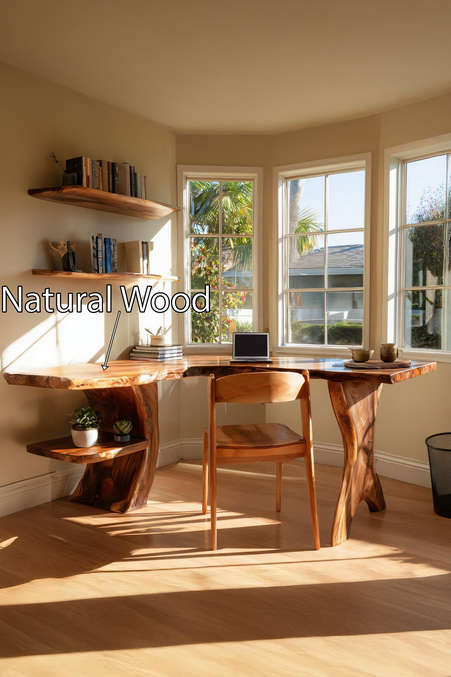 Mid Century Wooden Work Desk For Home Office Interior Design
