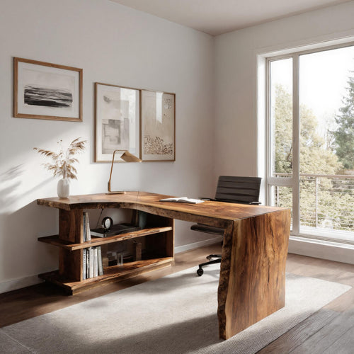 Modern L Shaped Desk With Bookshelf For Home Office Lynnsnail