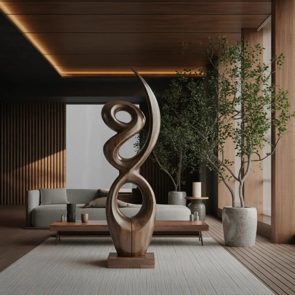 Handcrafted Wooden Abstract Sculpture For Living Room Lynnsnail