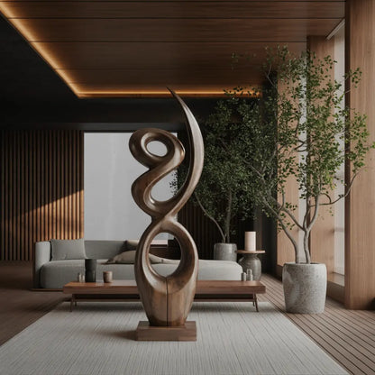 Handcrafted Wooden Abstract Sculpture For Living Room Lynnsnail