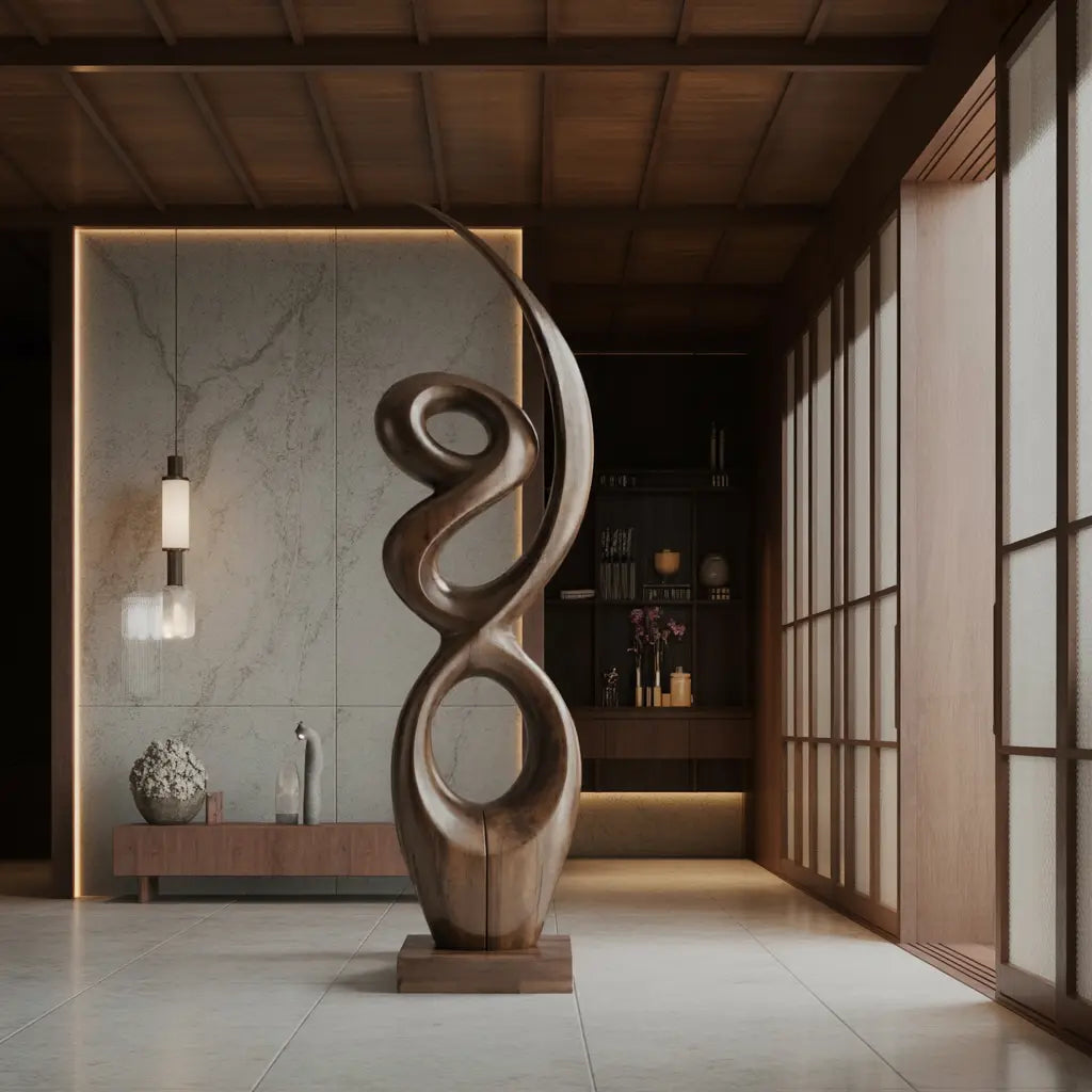 Handcrafted Wooden Abstract Sculpture For Living Room Lynnsnail