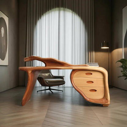 Modern Sculptural Desk With Drawers For Home Office And Studio Workspace Lynnsnail