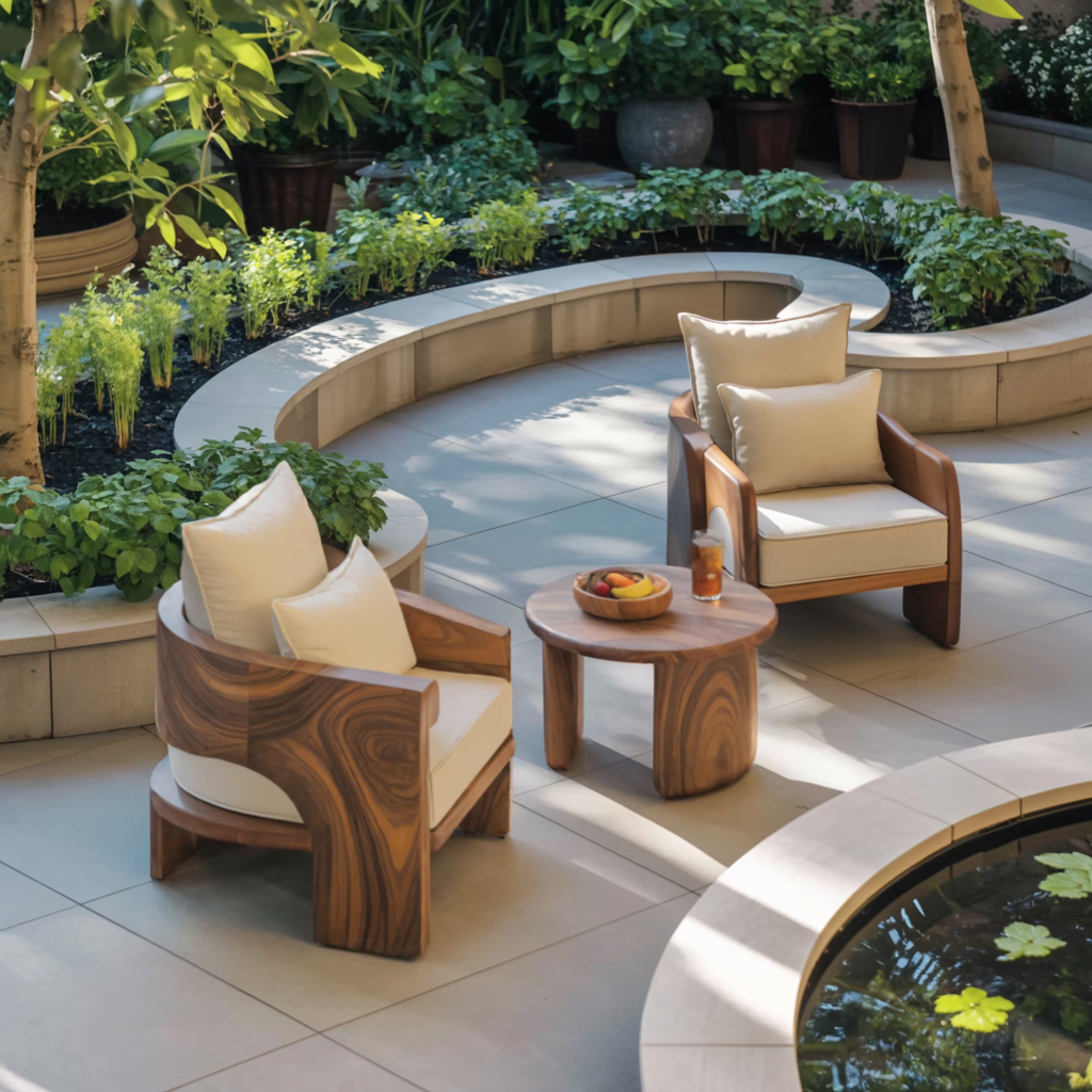 Curved Outdoor Wood Lounge Chair For Patio Or Balcony Lynnsnail