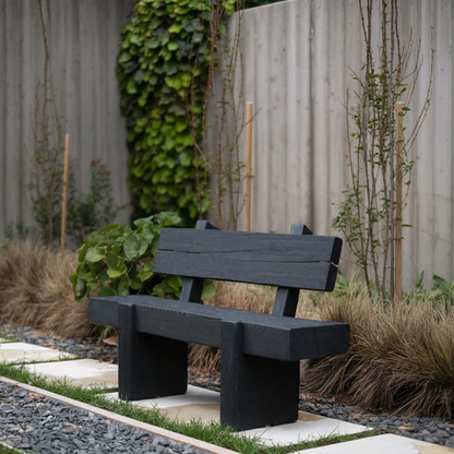 Modern Solid Wood Outdoor Bench With Charred Finish For Garden Or Patio Lynnsnail