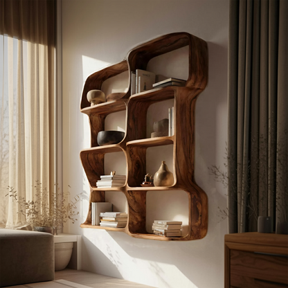 Modern Sculptural Floating Bookshelf For Bedroom Or Living Room Lynnsnail