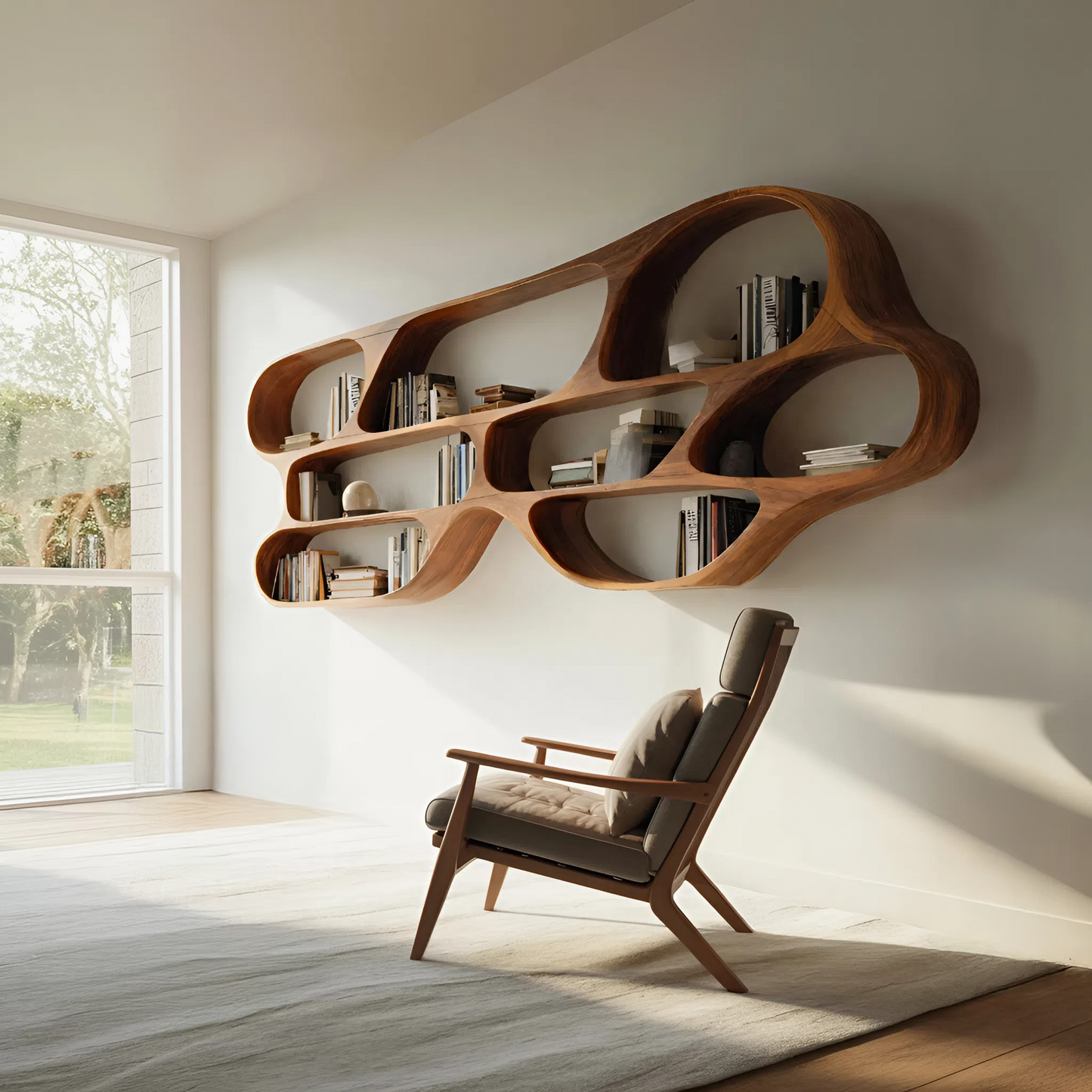 Organic Wall Bookcase For Bedroom Interior Design Lynnsnail