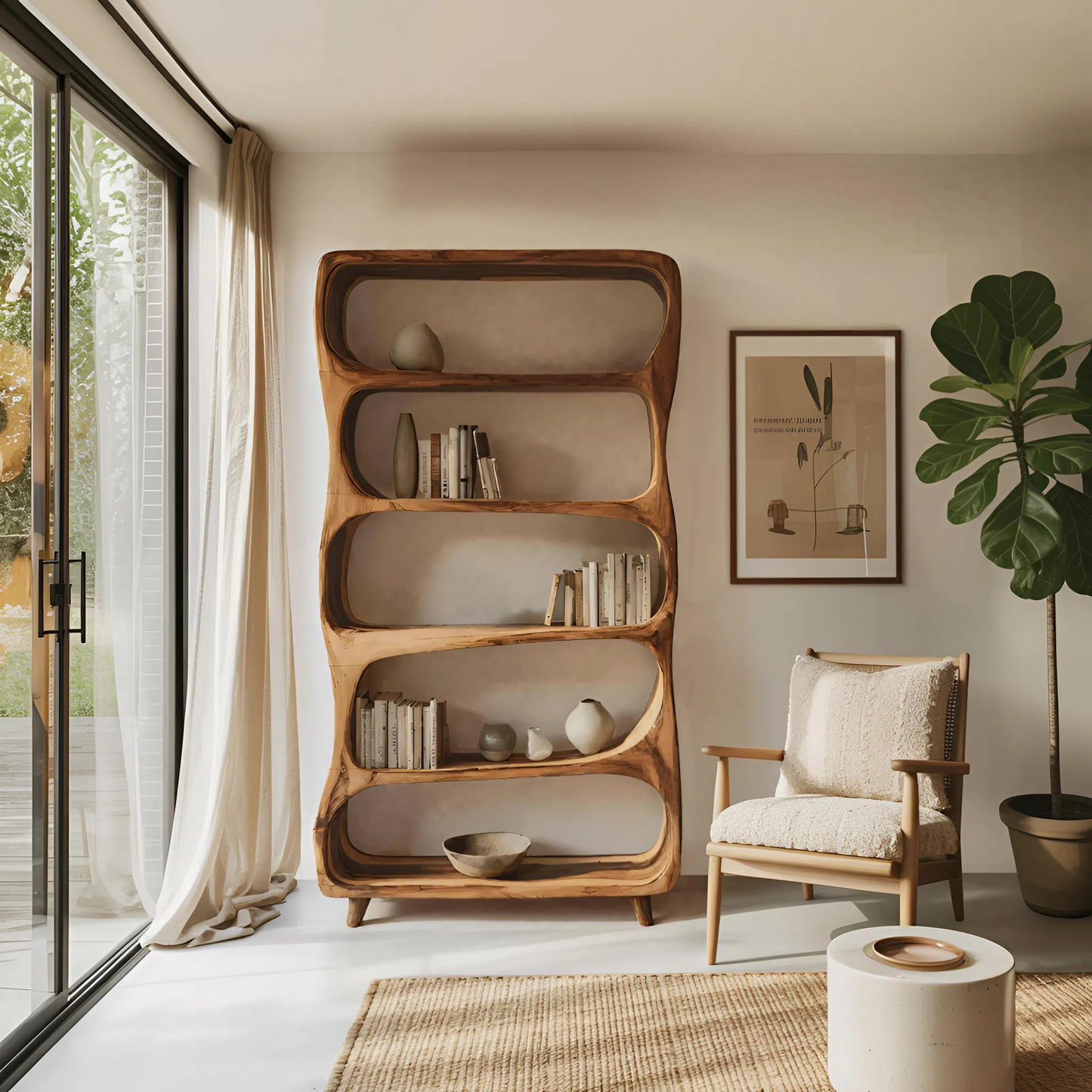 Handcrafted Bookshelf With Open Shelving Unit For Living Room Lynnsnail