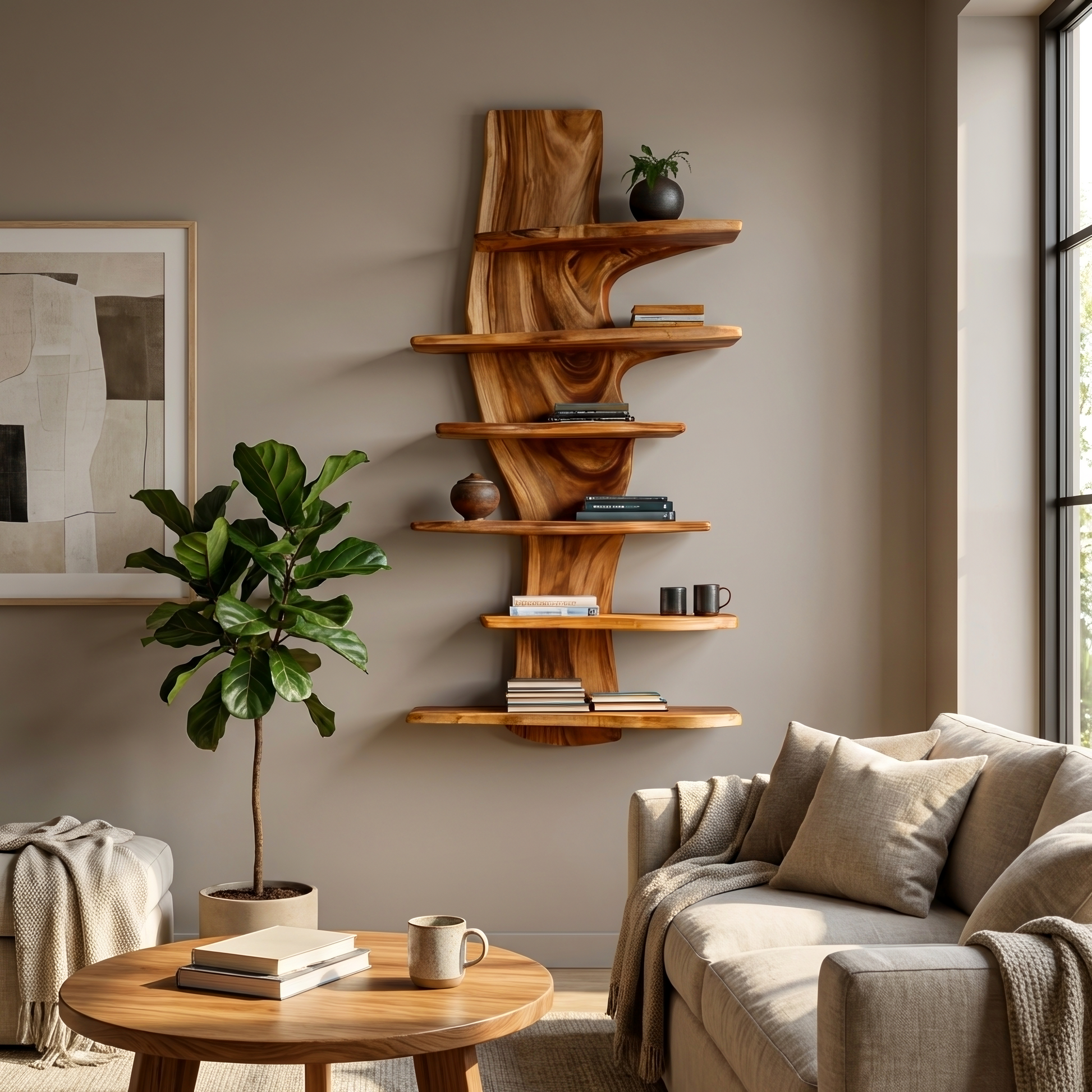 Modern Wooden Floating Bookshelf For Living Room Decor Lynnsnail
