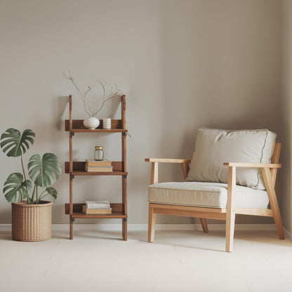 Rustic Ladder Shelf With Tiered Display For Bedroom And Living Room Lynnsnail