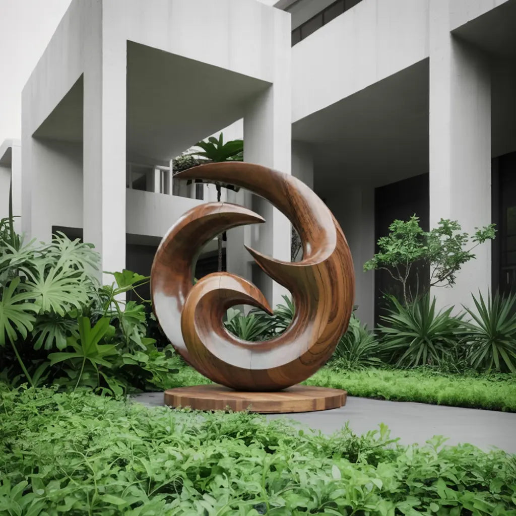 Farmhouse Abstract Wooden Sculpture For Living Room Lynnsnail