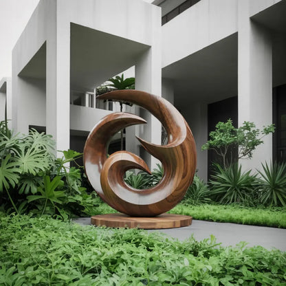 Farmhouse Abstract Wooden Sculpture For Living Room Lynnsnail