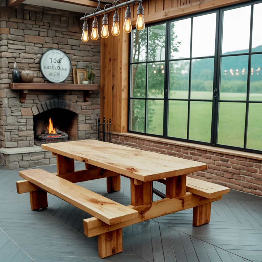 Minimalist Outdoor Picnic Table With Benches For Garden Or Cabin Lynnsnail