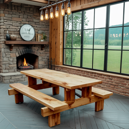 Minimalist Outdoor Picnic Table With Benches For Garden Or Cabin Lynnsnail